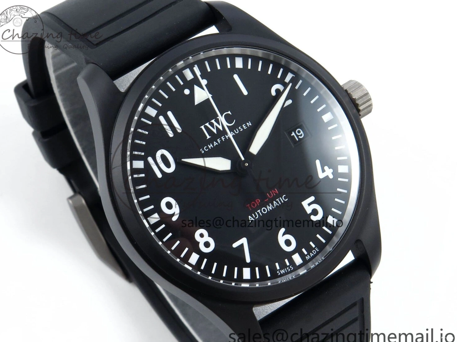 MIROTIME 0424 Pilot Top Gun IW326901 M+F 1:1 Best Edition Black Dial on Black Rubber Strap A SportInspired 6999